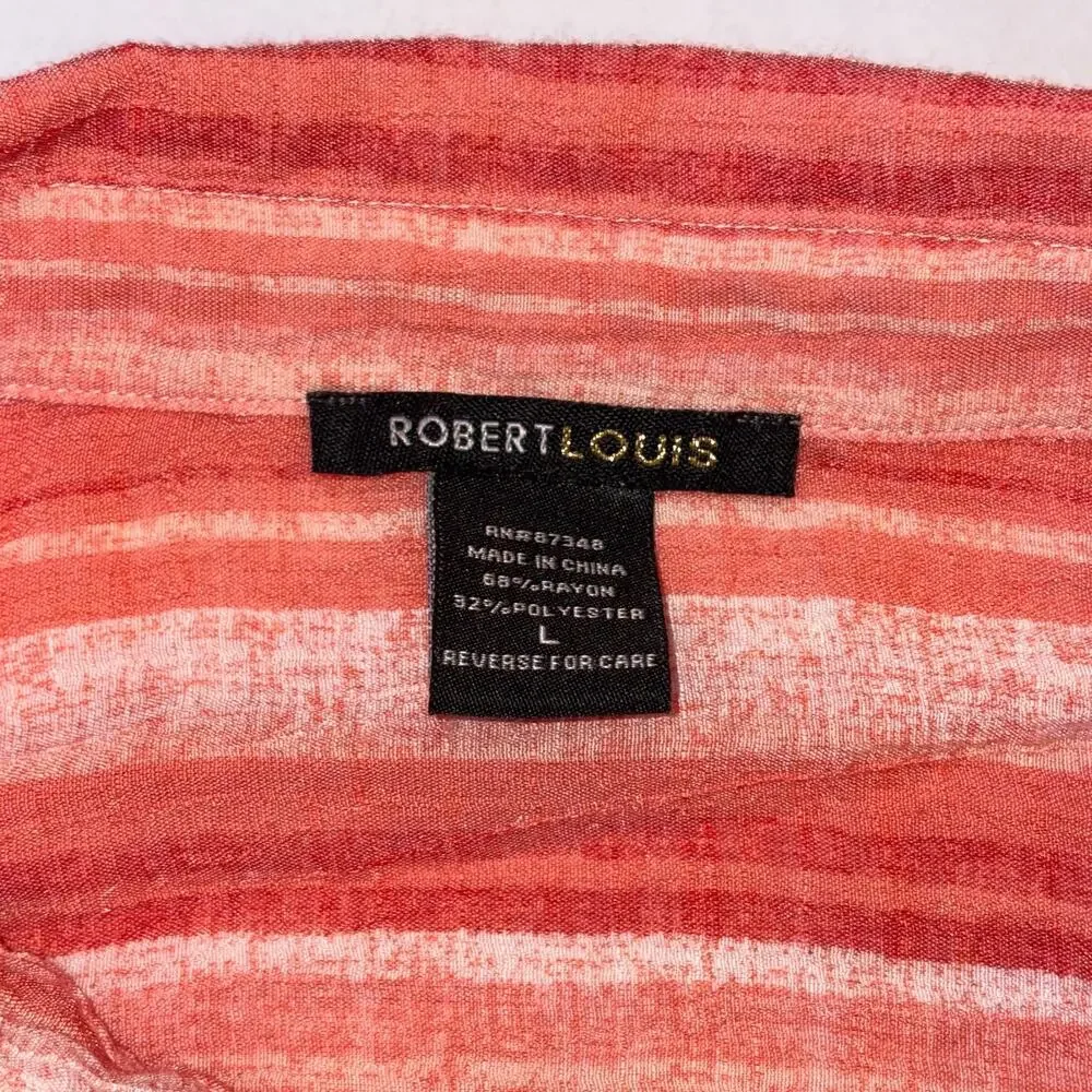 Robert Louis Striped Tunic Coastal Flowy Coral Blouse LG - Picture 6 of 9